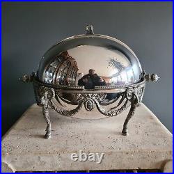 Victorian Silver Plate Food Warmer With Revolving Dome Top Martin Hall & Co C1870