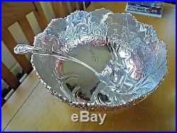 Viners Vintage Large Silver Plated Punch Bowl Ladle & 12 Cups