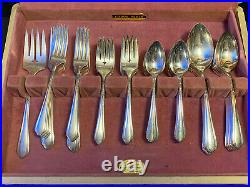 Vintage 100 Piece Silverware Set in Box ONEIDA Tudor Plate June / Nursery