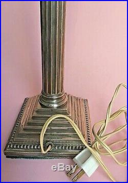 Vintage 15 5/8 Candle Stick Lamp Sliver Plated Corinthian Column Electric Table