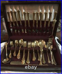 Vintage 1847 60- Piece Rogers Bros. IS Gold- Plated Flatware Set
