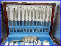 Vintage 1847 ROGERS BROS. Silver Plate Flatware Set Hammered with Case
