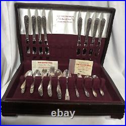 Vintage 1847 Rogers Bros Silver-Plate Daffodil Pattern Silverware 49 Pieces Box