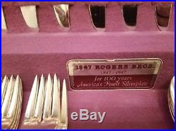 Vintage 1847 Rogers Bros Silver Plate Flatware First Love Set W. Box 52 pieces