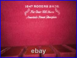 Vintage 1847 Rogers Bros. Silver plate Dark Wood Box Two Doors Collectible 1950s