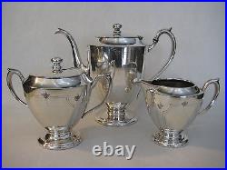 Vintage 1881 Rogers Canada Silverplated Teapot, Sugar Bowl, Creamer Set