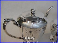 Vintage 1881 Rogers Canada Silverplated Teapot, Sugar Bowl, Creamer Set