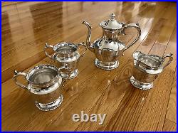 Vintage 1881 Rogers Quadruple New York Silver Plate 4-Piece Tea Set Monogramed