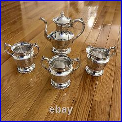 Vintage 1881 Rogers Quadruple New York Silver Plate 4-Piece Tea Set Monogramed