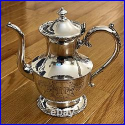 Vintage 1881 Rogers Quadruple New York Silver Plate 4-Piece Tea Set Monogramed