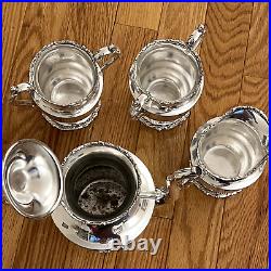 Vintage 1881 Rogers Quadruple New York Silver Plate 4-Piece Tea Set Monogramed