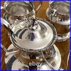 Vintage 1881 Rogers Quadruple New York Silver Plate 4-Piece Tea Set Monogramed