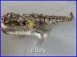 Vintage 1914 C. G. Conn Selmer New York Silver Plated Curved Soprano Saxophone