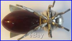 Vintage 1920's ELKINGTON Silver Plate Honey Bee Pot RUBY glass NOT Mappin & Webb