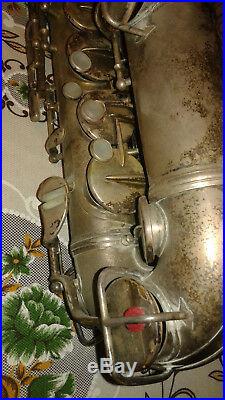 Vintage 1926 Silver Plated York Saxophone #84932 w Rico Reloflex 4M Mouthpiece