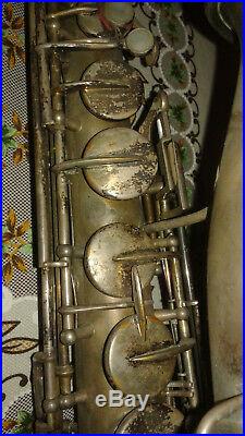 Vintage 1926 Silver Plated York Saxophone #84932 w Rico Reloflex 4M Mouthpiece