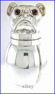 Vintage 1970s Italy Silver Plated Dog Pug Wine Cooler Ice Bucket