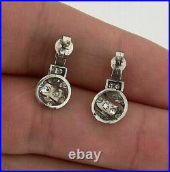 Vintage 2.00 Ct Round Cut Simulated Diamond Drop Earrings 14k White Gold Plated