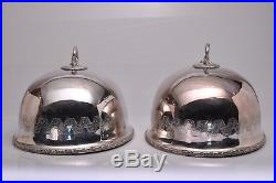 Vintage 2 Matching MAPPIN BROTHERS SHEFFIELD Silver Plate Meat Food Dome Covers