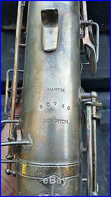 Vintage 20s Martin Hand Craft Tenor Low Pitch Saxophone Silverplate Restore