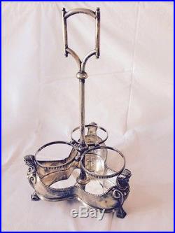 Vintage 3 Matching Decanters with Stoppers in Silver Plate 3 Graces Tantalus