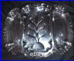 Vintage 3-part Meat/Veg Serving Platter/Tray Silver Plated Sheffield Heavy