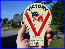 Vintage 40s WW2 Victory Flag parade D-DAY Pearl Harbor license plate topper gm