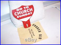 Vintage 40s nos Go To Church Sunday license plate topper gm ford chevy rat rod