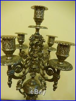 Vintage 5 Arms Candelabra Rococo French Style Silver plate Pewter 16.5 tall