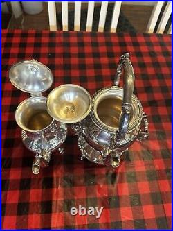 Vintage 5 pc Goldfeder Victorian Silver Plated Coffee & Tea Set ca 1932-1950's