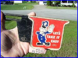 Vintage 50s Auto License plate topper TAKE IT EASY gm ford chevy rat rod promo