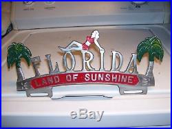 Vintage 50s nos Florida License plate topper girl gm ford chevy rat rod pontiac