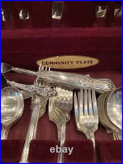 Vintage 53 Piece Plus Service For 8 Community Plate Flatware In Box