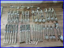 Vintage 56 Piece Silver Plated Oneida'Community' Hampton Court Pattern Cutlery
