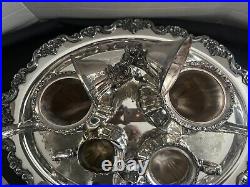 Vintage (6 PC) EPCA Lancaster Rose by Poole Silver Co Silverplate Tea Set withTray