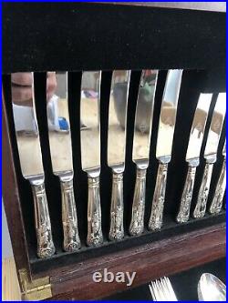 Vintage 60pcs Kings Pattern Cutlery Set EPNS A1 Silver Plated Sheffield England