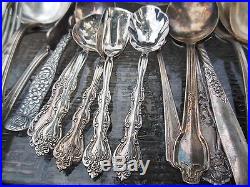 Vintage 74 PC Eclectic Silverplate Flatware Serving Pieces Lot Re-Purpose Craft