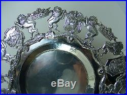 Vintage. 900 Sterling Silver Crown & Lion Shield Crest TRAY Columbia Serpent