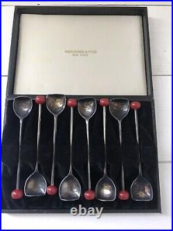Vintage ABERCROMBIE & FITCH Silver Plate 8 Piece Box Set Cocktail MUDDLER Spoons