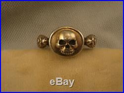 Vintage / Antique Gold-plated Silver Memento Mori Skull Lions Ring Sz 9 1/4