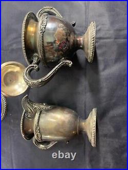 Vintage Antique King George Silver Silver-plate Pitcher Sugar & Creamer Very Old
