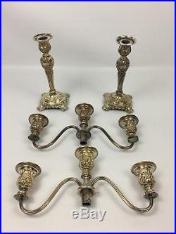 Vintage Antique Pair Of 12 VIctorian Silver Plate CANDELABRAS WM Rogers & Son