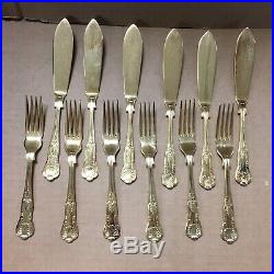 Vintage Antique Sheffield England Gold Plated Hollywood Glam Flatware Set In Box