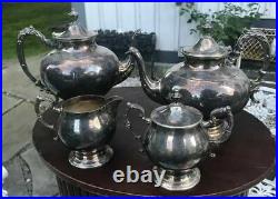 Vintage Antique Silver Plate 4 Piece Tea / Coffee Set