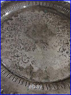 Vintage-Antique Silver Plated Platter Mystery Maker Mark Appraised $300 witho Date