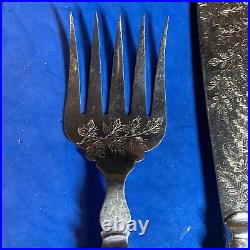 Vintage Antique Silver plated Fish Serving Set Fork And Knife