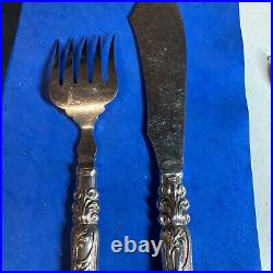 Vintage Antique Silver plated Fish Serving Set Fork And Knife