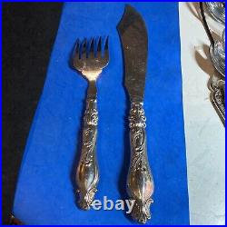 Vintage Antique Silver plated Fish Serving Set Fork And Knife