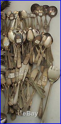 Vintage Antique Silverplate Flatware Lot for Craft Table Jewelry 438 Pieces