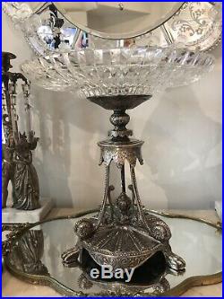 Vintage Antique TALL Silverplate CENTERPIECE Fruit Dish GLASS 2 of 2 Epergne